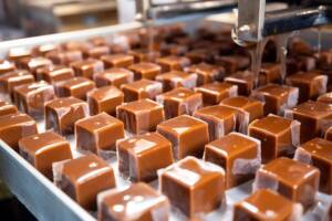 Toffee manufacturing steps in the factory