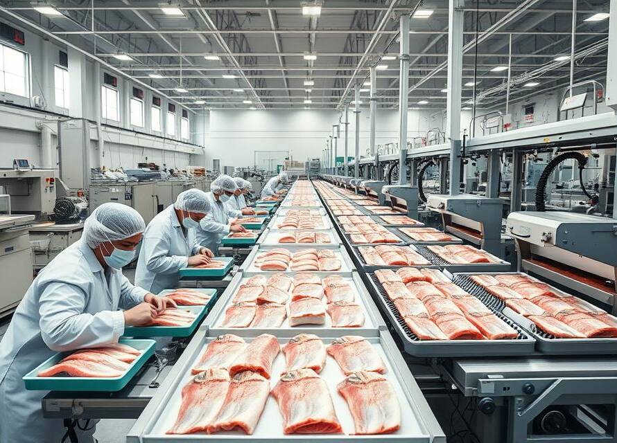 Frozen fish factory for ready-to-eat seafood processing